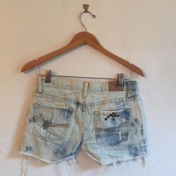 Vintage 2 Long Hipster Fit American Eagle hand tie dyed denim shorts low rise - Picture 5 of 8
